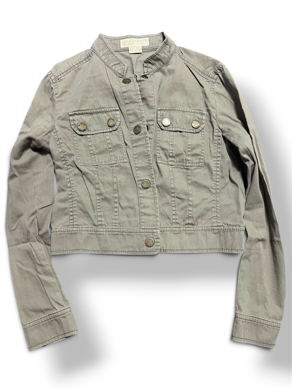 Michael Kors Cropped Utility Jean Jacket - Light Gray